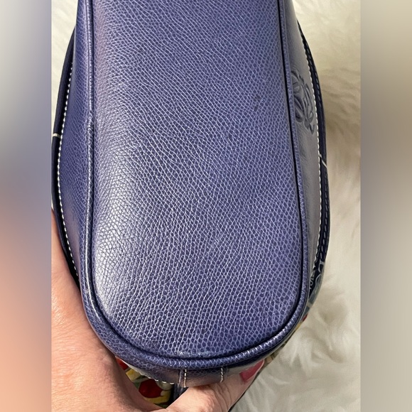 🧁🍯LOEWE Ceramica Sevillana Print Canvas Bag w/Blue Leather Trim - Picture 9 of 13